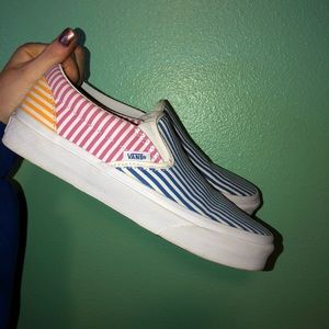 Women’s slip on colorful striped vans